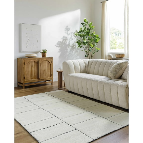 Hauteloom Xylia Wool Living Room, Bedroom Area Rug - Contemporary - Pearl - 2' x 3'