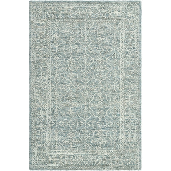 Hauteloom Yadid Wool Living Room, Bedroom Area Rug - Traditional - Powder Blue, Ivory, Slate Gray - 6' x 9'