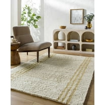 Hauteloom Yahto Wool Living Room, Bedroom Area Rug - Bohemian, Transitional - High Pile - Desert Tan, Pearl, Tan - 18" x 18" Sample