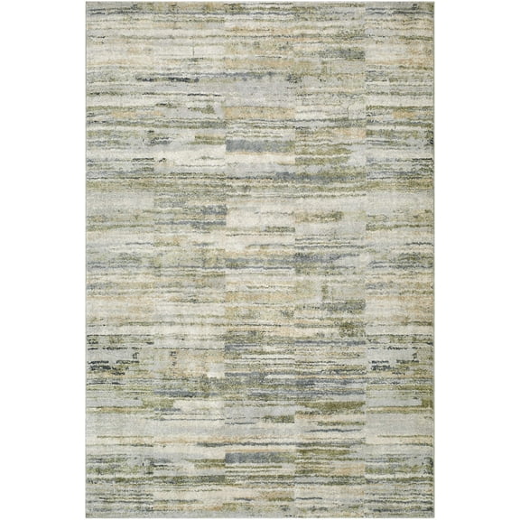 Hauteloom Yancy Living Room, Bedroom Area Rug - Contemporary - High Pile - Light Gray, Peach, Olive - 9'2" x 12'