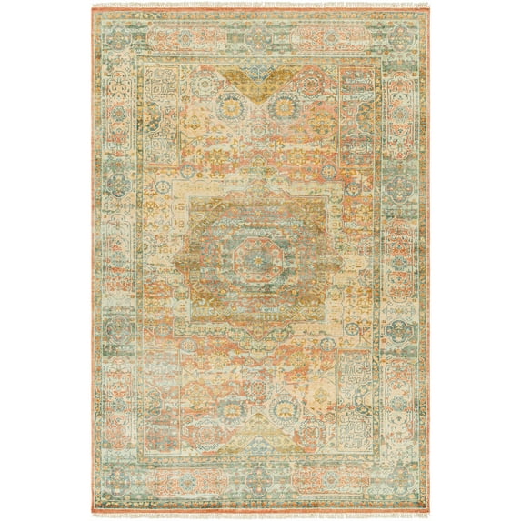 Hauteloom Yash Wool Living Room, Bedroom Area Rug - Traditional - Khaki, Dark Gray, Copper - 18" x 18" Sample
