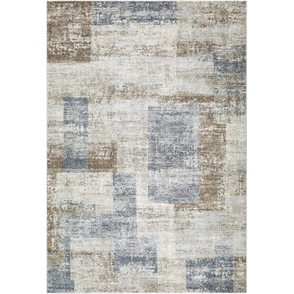 Hauteloom Yasma Living Room, Bedroom Area Rug - Contemporary - High Pile - Peach, Light Gray, Gray - 5'3" x 7'