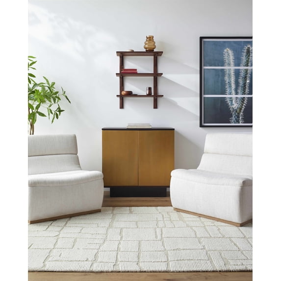 Hauteloom Yetty Wool Living Room, Bedroom Area Rug - Contemporary - Light Silver, Ash - 9' x 12'