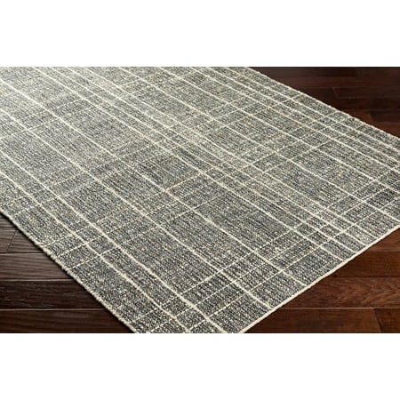 Hauteloom Yeva Jute Living Room, Bedroom Area Rug - Contemporary - Black, Ivory, Gray - 2' x 3'