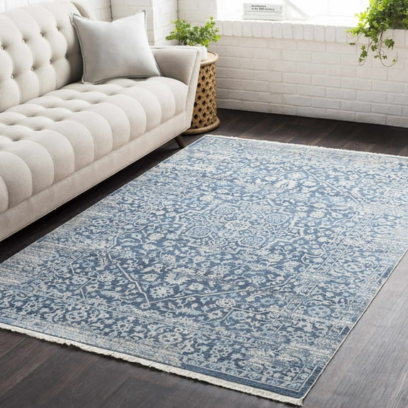 Hauteloom Yorkana Living Room, Bedroom Area Rug - Traditional - Blue, Mustard, Light Blue - 8'10" x 12'10"