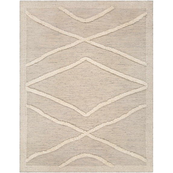 Hauteloom Yutu Wool Living Room, Bedroom Area Rug - Bohemian, Transitional - Beige, Cream, Charcoal - 2' x 3'