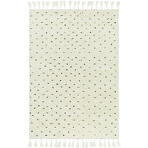 Hauteloom Yuuna Wool Living Room, Bedroom Area Rug - Bohemian, Transitional - High Pile - Pearl, White - 18" x 18" Sample