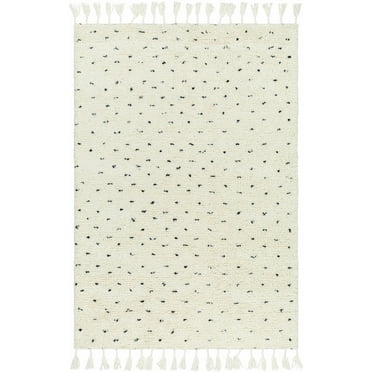 Hauteloom Yuuna Wool Living Room, Bedroom Area Rug - Bohemian, Transitional - High Pile - Pearl, White - 18" x 18" Sample