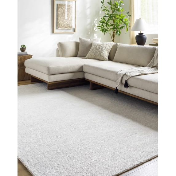 Hauteloom Zareh Recycled Material Living Room, Bedroom Area Rug - Traditional, Transitional - Light Silver - 2' x 3'