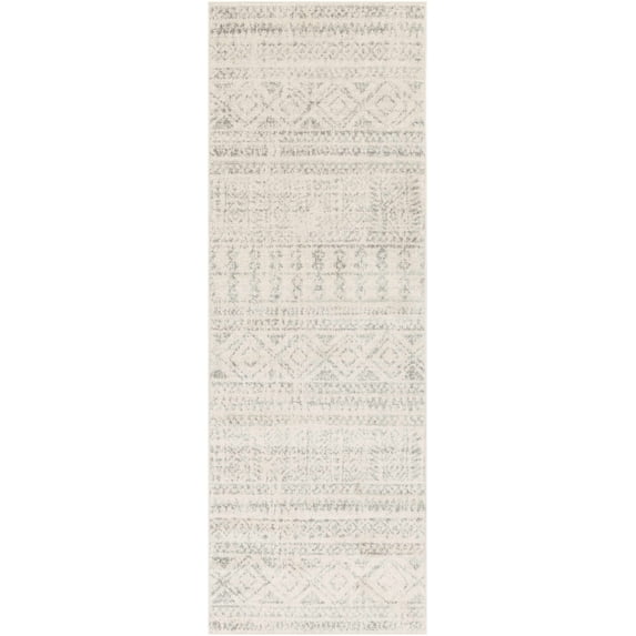 Hauteloom Zarephath Hallway, Kitchen Runner Rug - Global - Gray, White - 2'7" x 7'6"