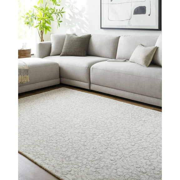 Hauteloom Zayit Wool Living Room, Bedroom Area Rug - Contemporary - Light Silver, Sterling Gray - 18" x 18" Sample