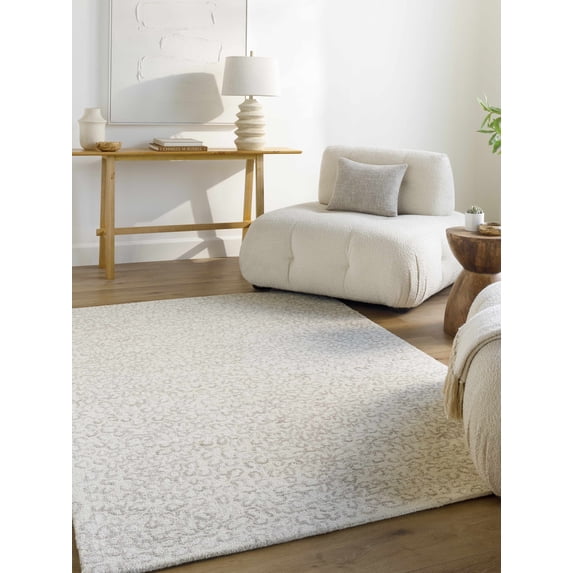 Hauteloom Zayit Wool Living Room, Bedroom Area Rug - Contemporary - Light Silver, Sterling Gray - 9' x 12'