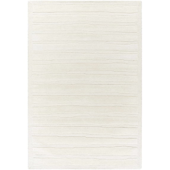 Hauteloom Zerah Wool Living Room, Bedroom Area Rug - Contemporary - Off White, Light Silver - 2' x 3'