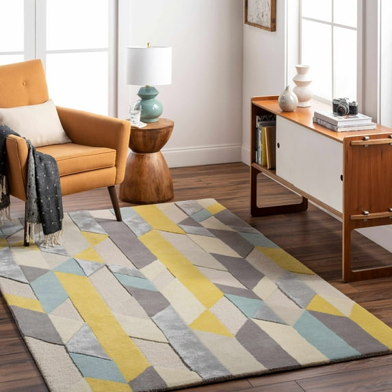 Hauteloom Zoie Wool Living Room, Bedroom Area Rug - Contemporary - Lambswool, Saffron, Camel - 18" Sample