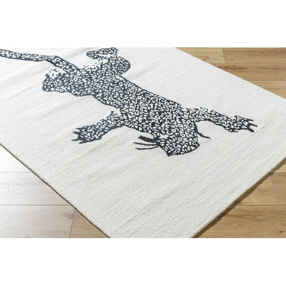 Hauteloom Zosia Wool Living Room, Bedroom Area Rug - Contemporary - Off White, Black - 6' x 9'