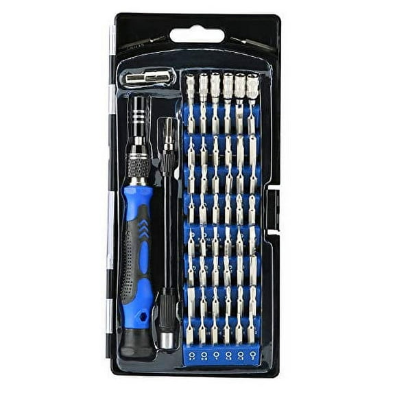 Hautton Precision Screwdriver Set, 60 in 1 with 56 bits Magnetic Screwdriver Kit, Stainless Steel Professional Repair Tools Kit for Phone Laptop PC Camera Game Console Glasses and More Blue