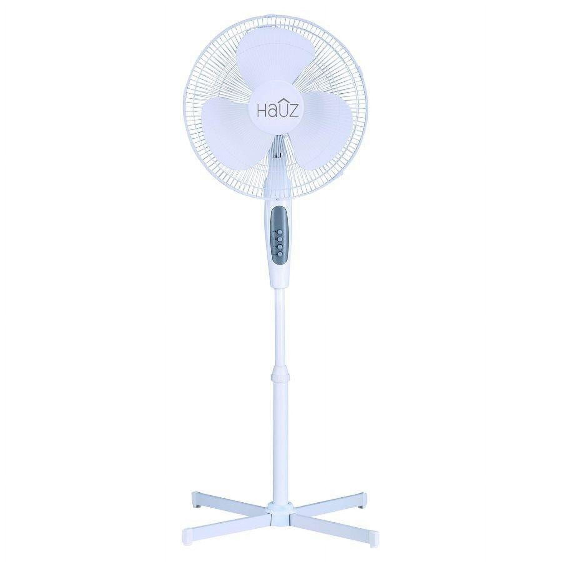 Hauz Oscillating Pedestal Fan 3 Speed Control 16 Inches White - Walmart.com, image size:1800x1800