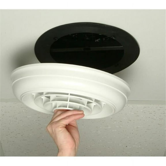 Havaco Quick Connect HT-CCGB-R1BD White Round Capital Crown Ceiling Diffuser 8 in. Boot & Butterfly Damper