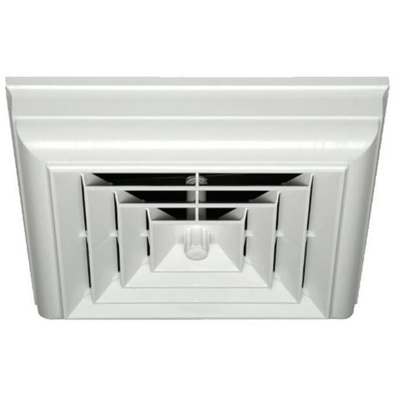 Havaco Quick Connect HT-CCGRB-S1D White Square Capital Crown Ceiling Diffuser 8-7-6 in. Boot & Rotary Damper