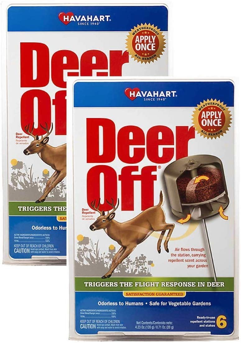 2-pack Havahart Deer Off Repellent Stake - Odorless, Weatherproof, Safe for Gardens - 2 Pack of 6 — Residential Use, Standard Application