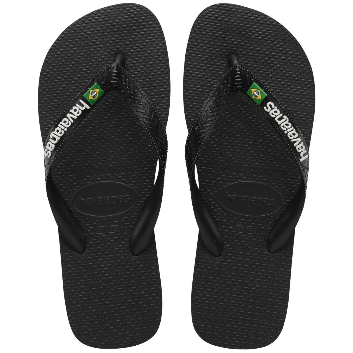 Brazil Logo Men's Flip Flop Sandals - Black/Black, 11/12