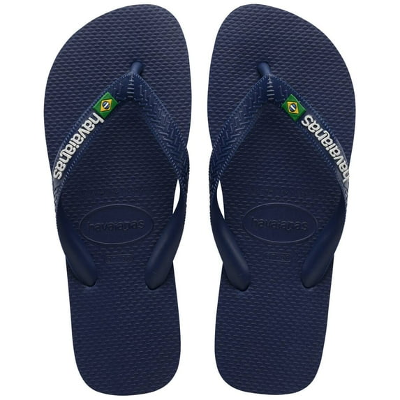 Havaianas Brazil Logo Men's Flip Flop Sandals - Navy Blue, 8