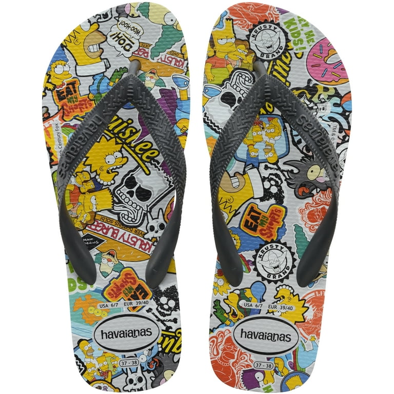 Havaianas Mens and Womens The Simpsons Flip Flop Sandal, Ice Grey, Size 13  Mens 