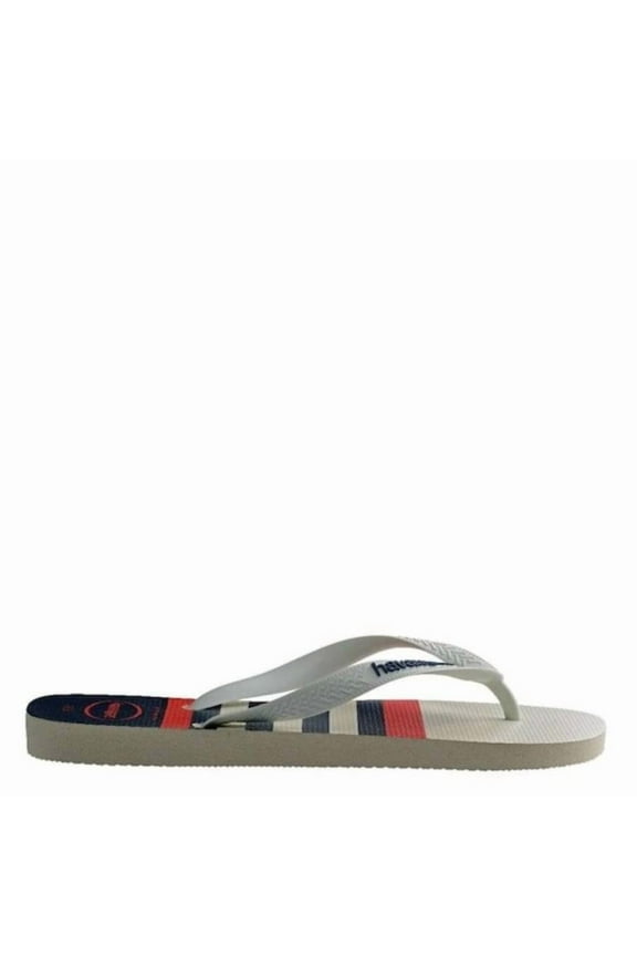Top Nautical White Flip Flops, Brand Size 33/34 (US Size 3/4Y)