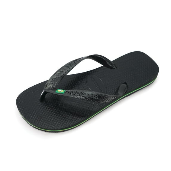 Havaianas Women's Brazil Logo Flip flops - Spring and Summer Sandals for Women - Black, 11/12