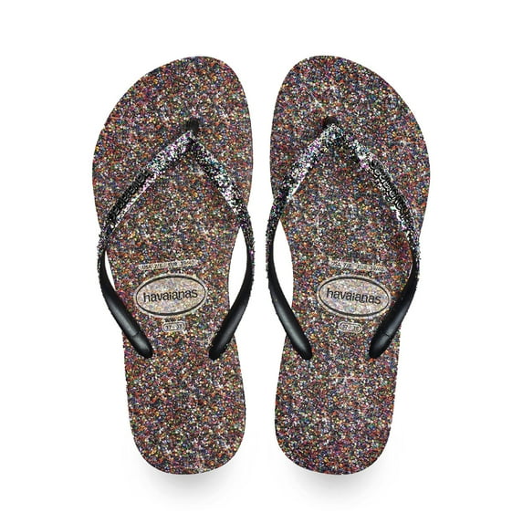 Havaianas Women's Slim Carnaval Flip Flop Sandal - Black with Glitter
