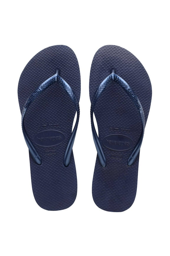 Women's Slim Flip Flops - Spring and Summer Pool Sandals for Women - Navy Blue, 7/8
