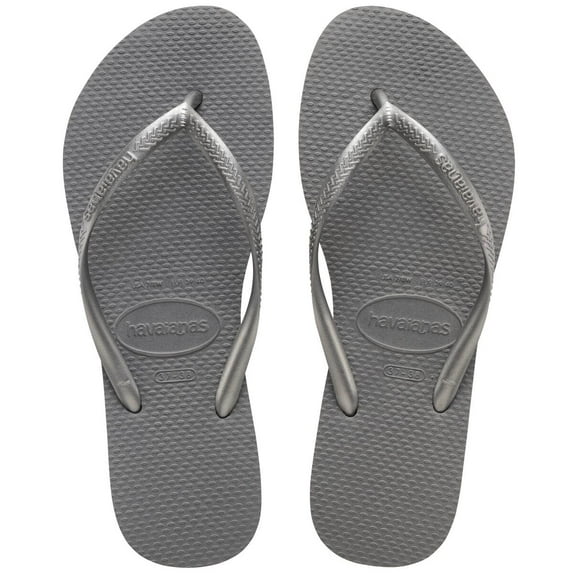 Havaianas Women's Slim Flip Flops - Spring and Summer Pool Sandals for Women - Steel Grey, 11/12