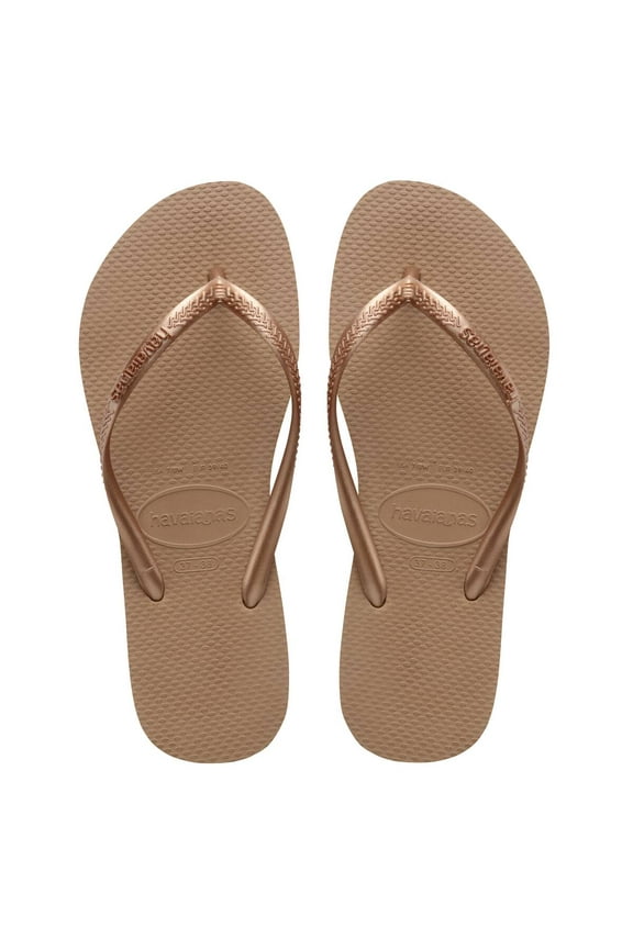 Women's Slim Flip Flops - Spring and Summer Pool Sandals for Women - Rose Gold, 11/12
