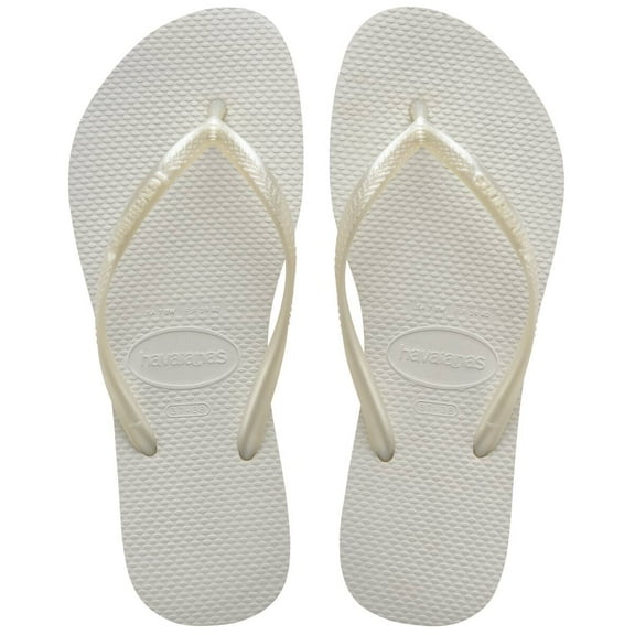 Havaianas Women's Slim Flip Flops - Spring and Summer Pool Sandals for Women - White, 9/10