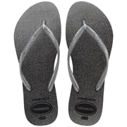 Havaianas Womens Slim Gloss Flip Flop Sandals, Black, Size 6