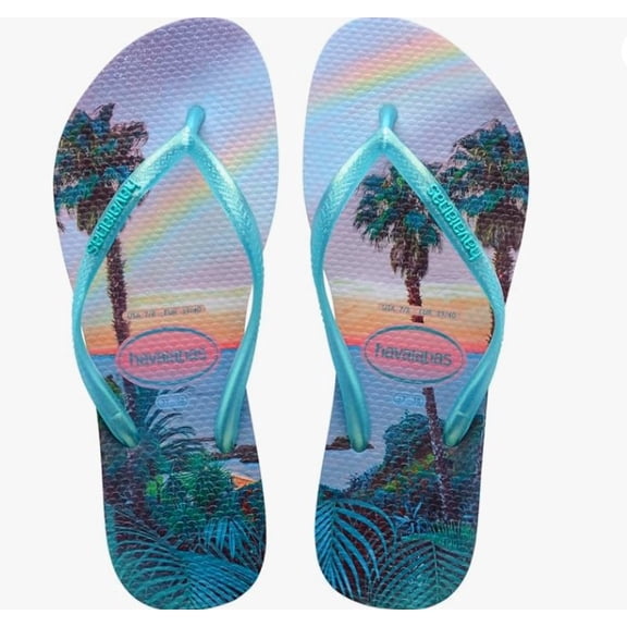 Havaianas Women's Slim Paisage Flip Flops - Spring and Summer Beach Sandals - Quiet Lilac, 7/8