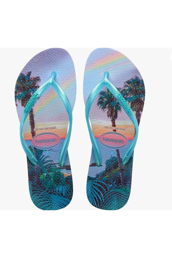 Women's Slim Paisage Flip Flops - Spring and Summer Beach Sandals - Quiet Lilac, 7/8