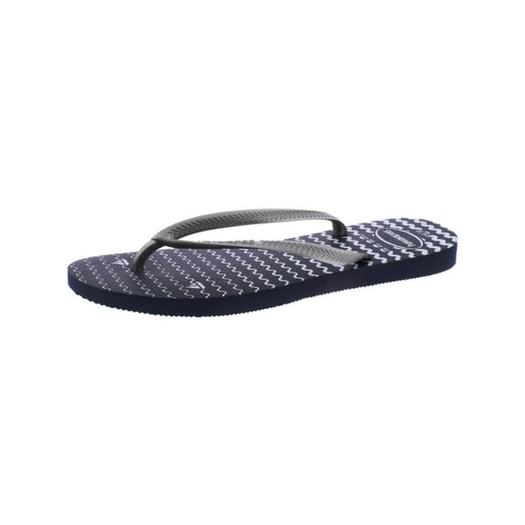 Havaianas Womens Printed Flats Flip-Flops Navy 11-12 Medium (B,M)