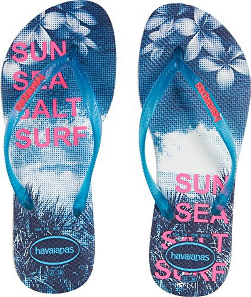 Havaianas Womens SLIM PAISAGE SANDAL, WHITE/TURQUOISE, 37/38 M BRA