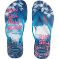 thumbnail image 1 of Havaianas Womens SLIM PAISAGE SANDAL, WHITE/TURQUOISE, 37/38  M BRA, 1 of 4