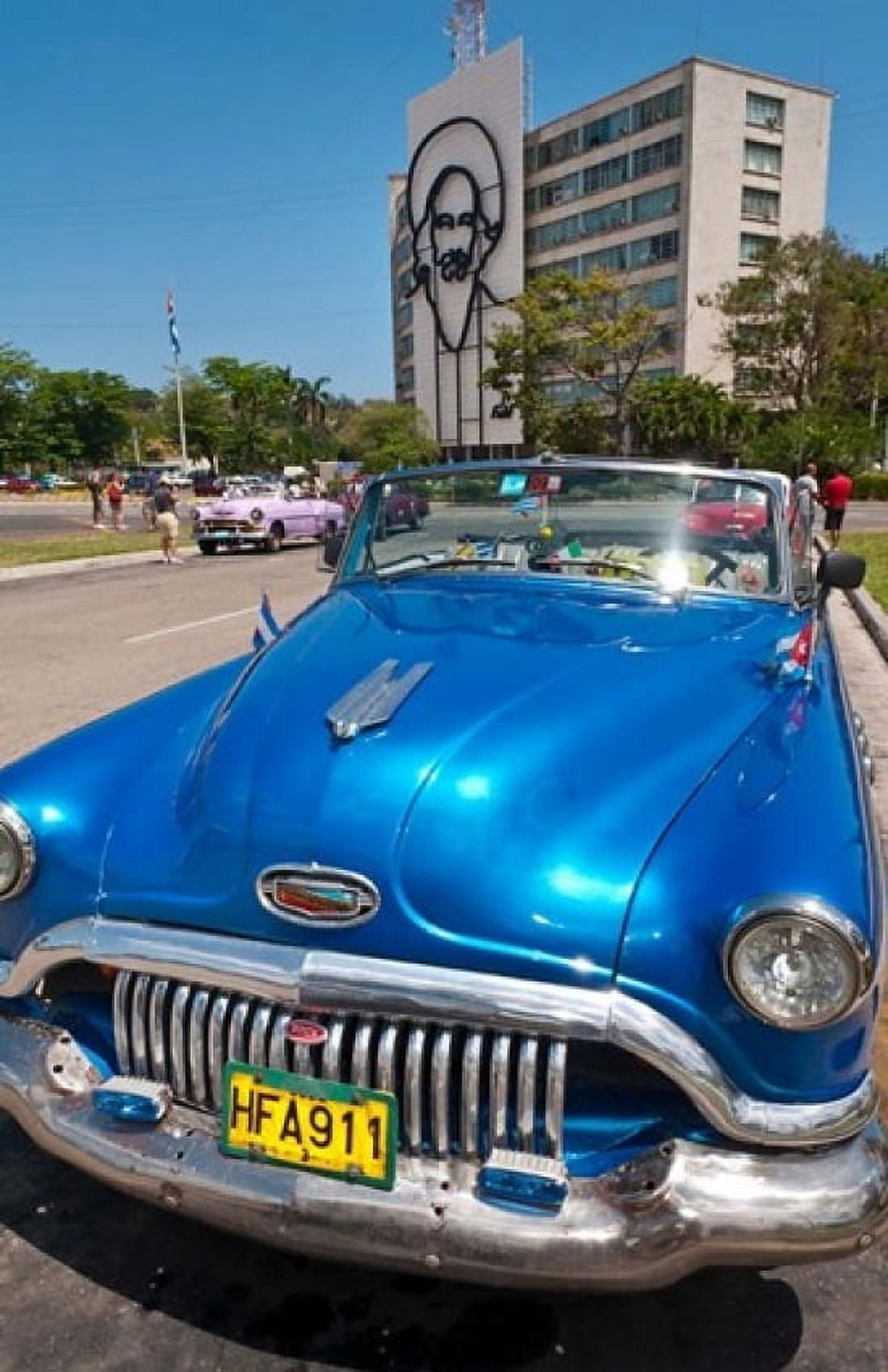 Havana Cuba Classic cars in Revolution Square Canvas Art - Bill Bachmann DanitaDelimont (19 x 29)