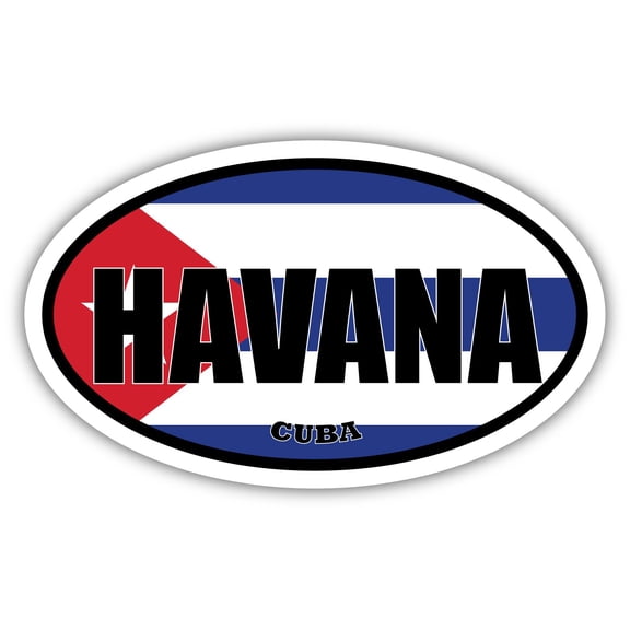 Havana Cuba Flag Oval Decal Vinyl Bumper Sticker 3x5 inches