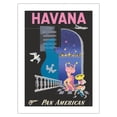 thumbnail image 1 of Havana Cuba - Pan American World Airways - Vintage Airline Travel Poster by Mendoza c.1950s - Bamboo Fine Art 290gsm Paper (Unframed) 12x16in, 1 of 4