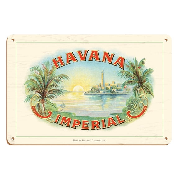 Havana Imperial Cigars - Vintage Cigar Label c.1910 - 8 x 12 inch Vintage Wood Art Sign