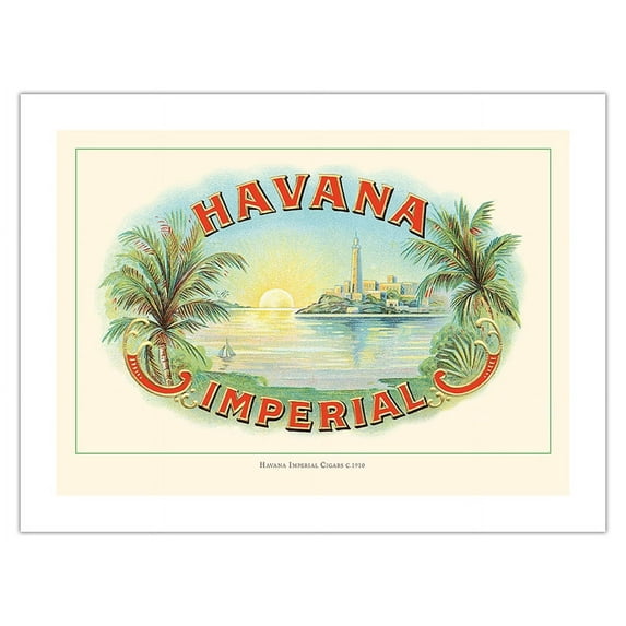 Havana Imperial Cigars - Vintage Cigar Label c.1910 - Bamboo Fine Art 290gsm Paper (Unframed) 12x16in