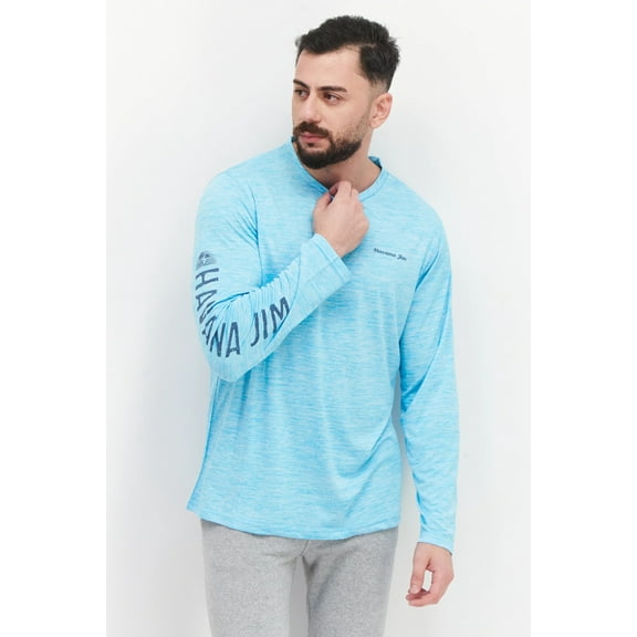 Havana Jim Classic Moisture UPF Long Sleeve Shirt Size Medium Color Aqua