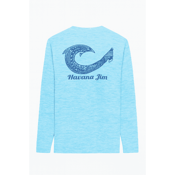 Havana Jim Classic Moisture Wicking UPF Long Sleeve Shirt Aqua Size XXL Unisex