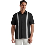 Men's and Big Men's Contrast Panel with Pick Stitch Short Sleeve Woven Shirt, Sizes S-3X
