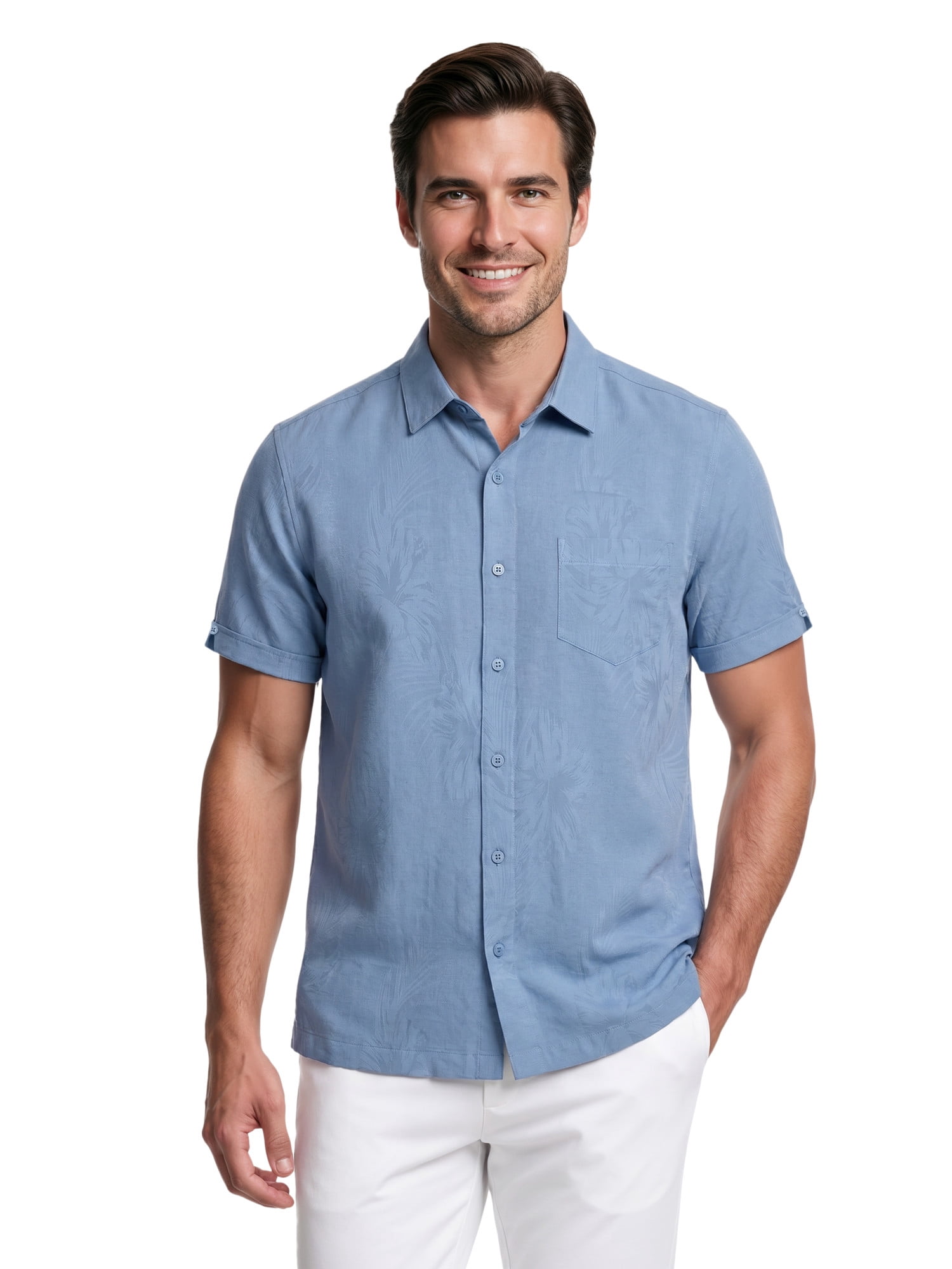 Havanera Men’s & Big Men’s Floral Jacquard Short-Sleeve Button-Down Resort Shirt, Sizes S–5XL