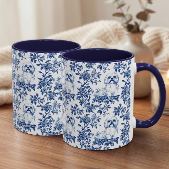 Havanese Blue Toile Mug French Toile de Jouy Coffee Cup Gift for Havanese Lovers